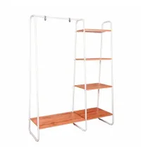 Вешалка-стеллаж "Скандинавия-1", 1470х1100х385 мм, 5 полок, металл/ЛДСП, белая/дуб, ГСС1 Б